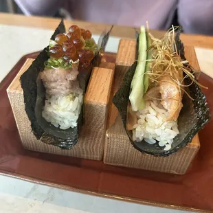 Negitoro Ikura Temaki , Yellowtail Jalapeño Temaki