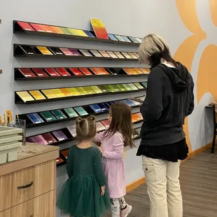 Picking out glaze colors.