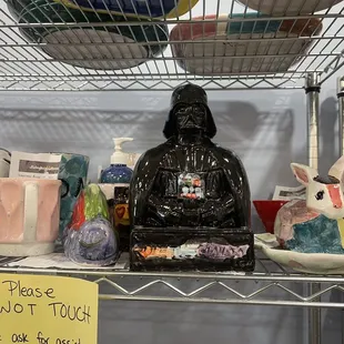 a display of star wars items