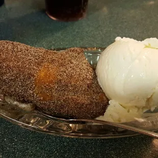 My fried apple pie with ice cream.