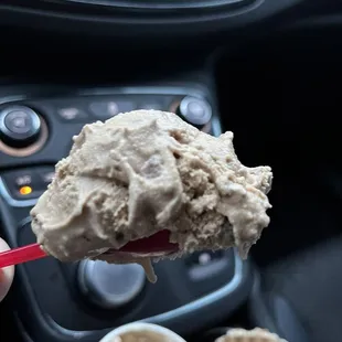 That was one scoop. The ice cream in the cup was the other scoop of a different flavor.