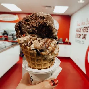 Rocky-road in waffle cone