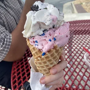 Oreo on top and cotton candy explosion