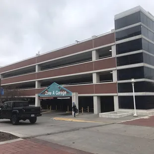 The parking garage.
