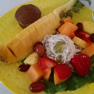 Wonderful chunky chicken salad with fresh fruit.