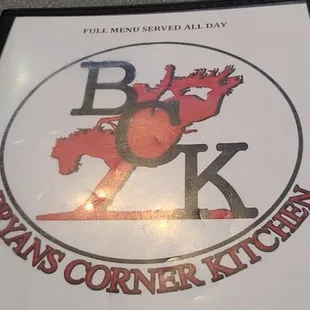 a sign on a table