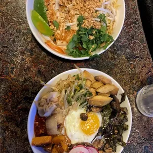 Pad Thai (top) and Bowl-Bim-Bap (bottom)