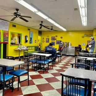 Seating area inside.