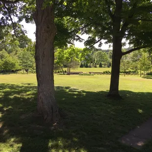 The formal gardens are down the hill from the house