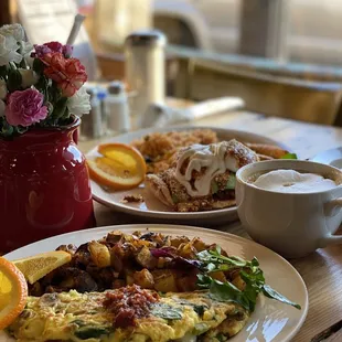 two plates of food on a table