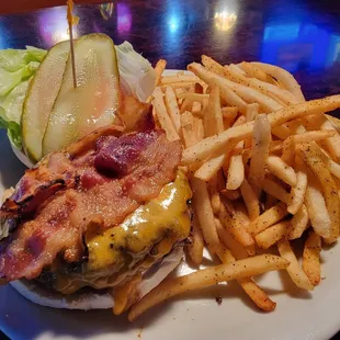 a burger and french fries