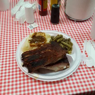 Dry rub ribs &amp; chicken. Home style dinner