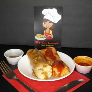 One red &amp; one green tamale to establish balance &amp; harmony in the world.