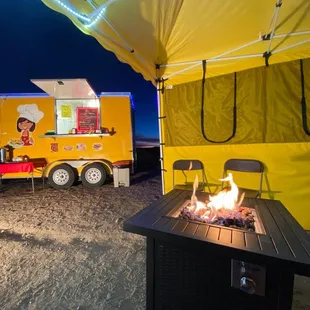 a food truck on the beach