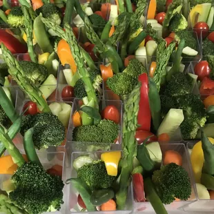 Crudités cups with citrus basil vinaigrette