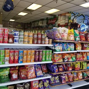 a variety of drinks and snacks