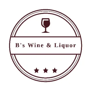 the logo for b's wine and liquor