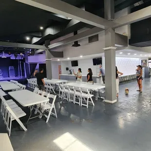 tables, chairs, and a bar