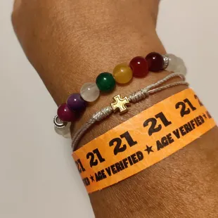 The two security guys checked IDs at the door and didn't let minors go in and out. Wrist bands were given to appropriate guests