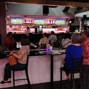 Cordless microphone allowed for speeches and for a game that roamed around the venue