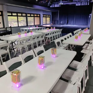 We assembled the centerpieces at BSIDE and decorated the tables ourselves