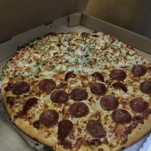 Garlic chicken and pepperoni