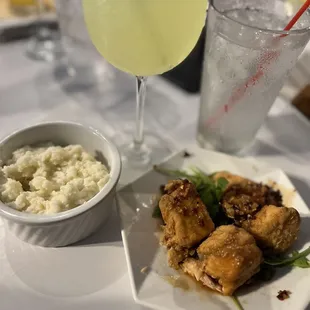 Salmon bites and grits