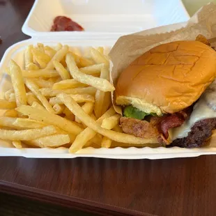 Bacon Cheese Burger with Fries