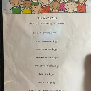 BT Longhorn kids menu