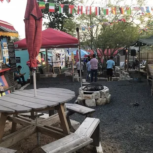 tables and umbrellas