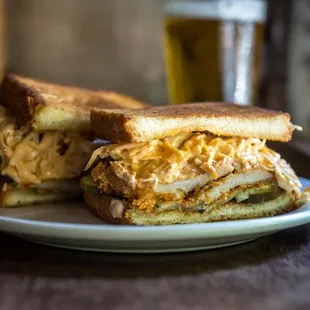 Fried chicken sandwich with spicy slaw &amp; Valentina aioli