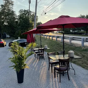 Four tables for outdoor seating