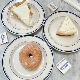 banana creme pie, key lime pie and donut