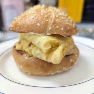 Egg and chorizo sandwich.. Could use more chorizo..