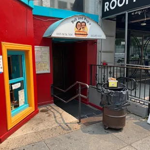 the entrance to the restaurant