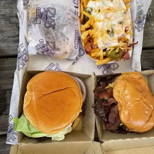 Bub Royale, degen fries, peanut bubber, and grilled cheese.
