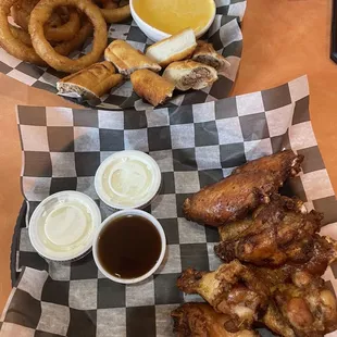 Plain wings and taquitos