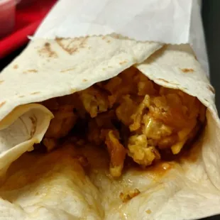 Chorizo, egg and potato burrito