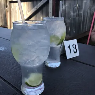 Vodka sodas, with lime. Pre-muddled- fabulous!