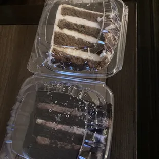 Chocolate cake and carrot cake
