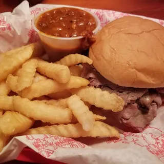 Sliced BBQ Beef Sandwich Basket