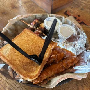 Chicken tenders and Jalapeño poppers