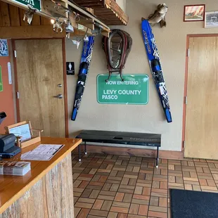 Facing the two bathrooms. (It's really Pasco Co, not Levy:)