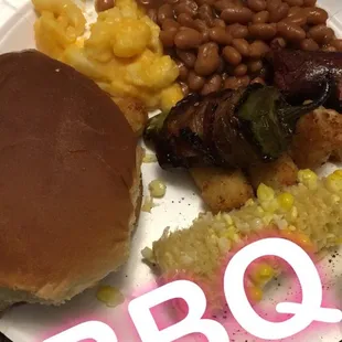 Jalapeno Poppers, baked beans, corn, tots...
