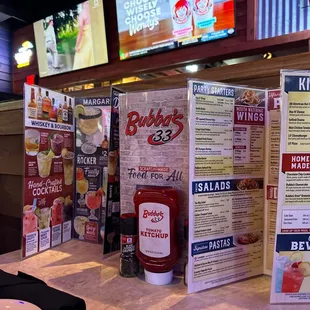 menus and food items