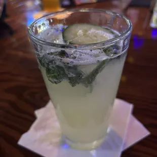Cucumber mint sour- effen cucumber vodka, mint, cucumber and bubba&apos;s sweet and sour