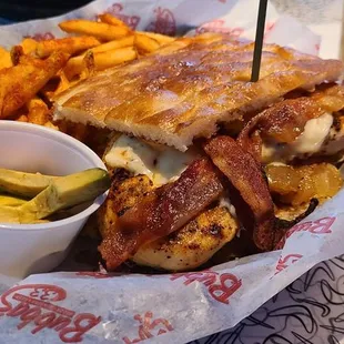 Excellent Chicken BLT with spicy fries. The chicken was super tender, and the fries had a great flavor.