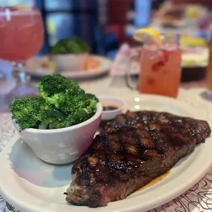 a steak and a side of broccoli
