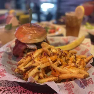 a burger and french fries