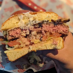 Inside the shroom burger